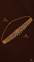 Gold Mesh Floral Vaddanam Hip Chain Belt with Pearl Drops -S5002