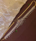 Diamond Floral Vaddanam Hip Chain Belt with Pearl Drops