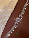 Diamond Ruby Floral Vaddanam Hip Chain Belt with Pearl Drops