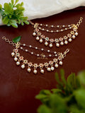 Floral Pearl Drop Ear Chain Set