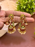 Peacock Kundan Jhumka Earrings