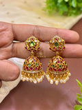 Ruby Emerald Kundan Jhumka Earrings