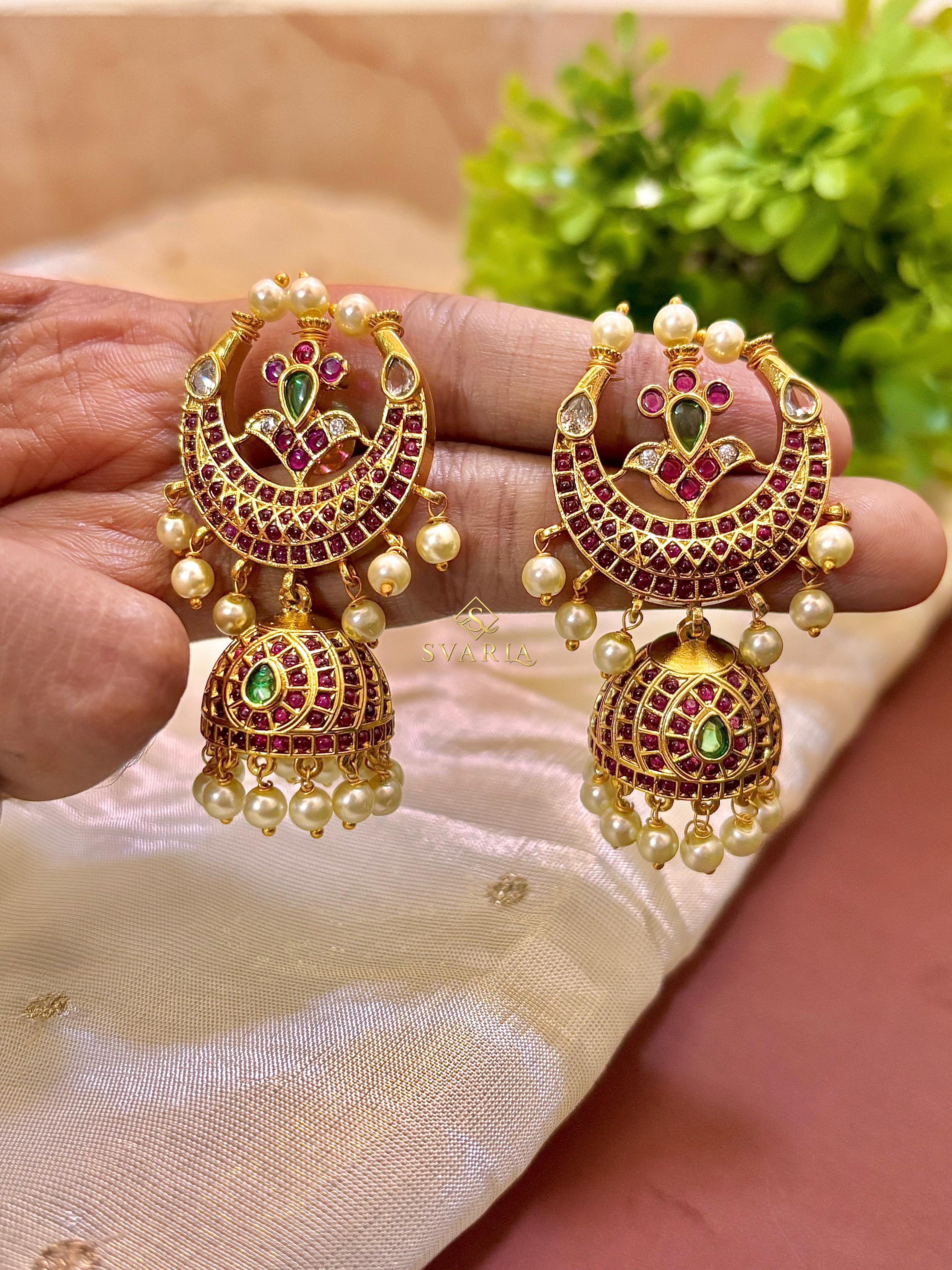 Ruby Chandbali Jhumka Earrings