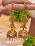 Antique Gold Chain Drop Jhumka Earrings