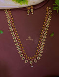 Ruby Emerald Mango Motif Long Haram with Earrings