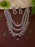 Ruby Diamond Leaf Triple Layer Haram with Earrings