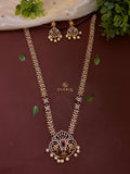 Diamond Floral Long Haram with Chandbali Earrings