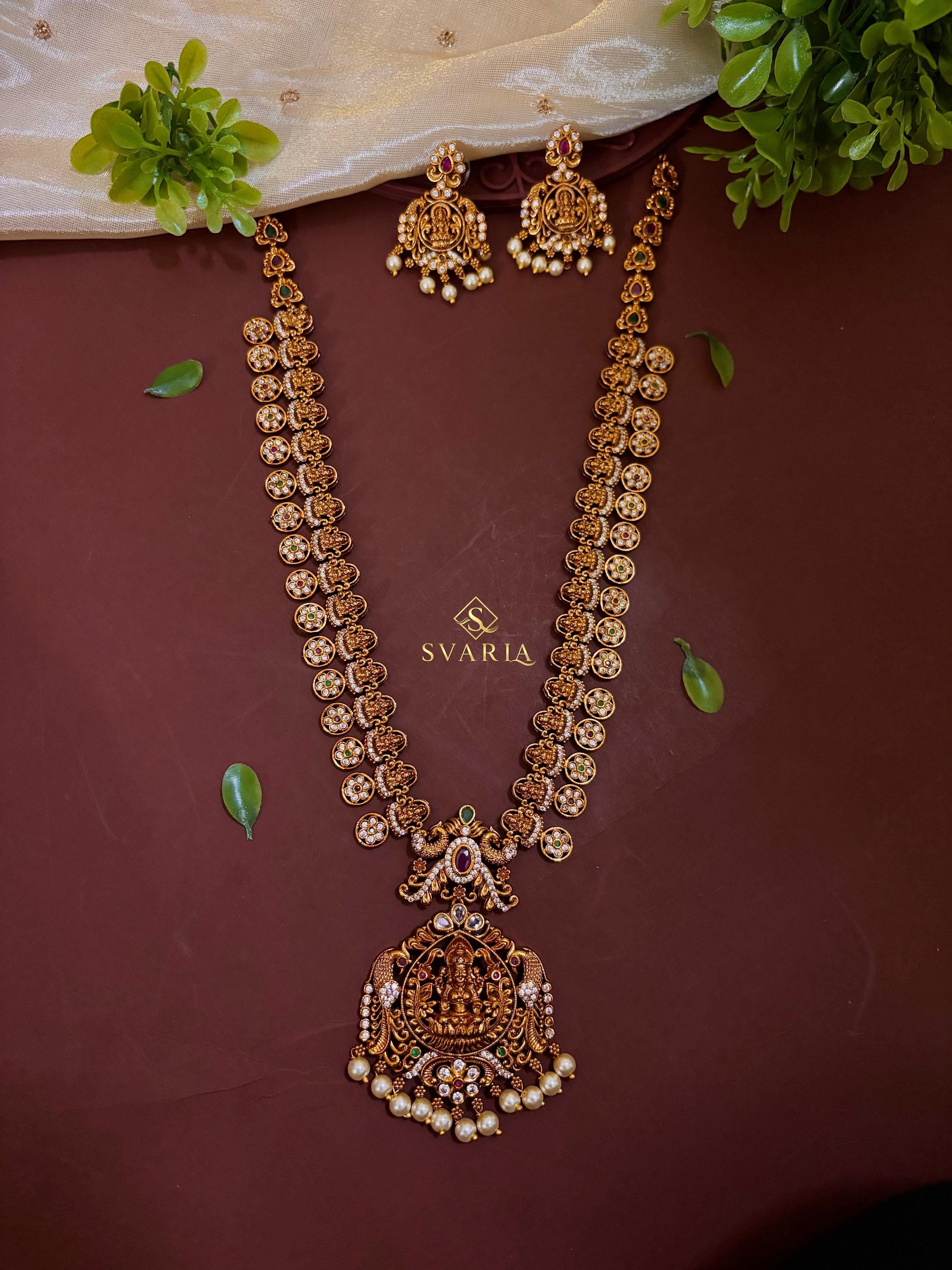 Lakshmi Temple Coin Haram with Chandbali Earrings