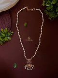 Single Strand Pearl Chain Necklace with Lakshmi Temple Pendant