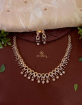Gold CZ Heart Motif Choker Set with Floral Drop Earrings – S1016